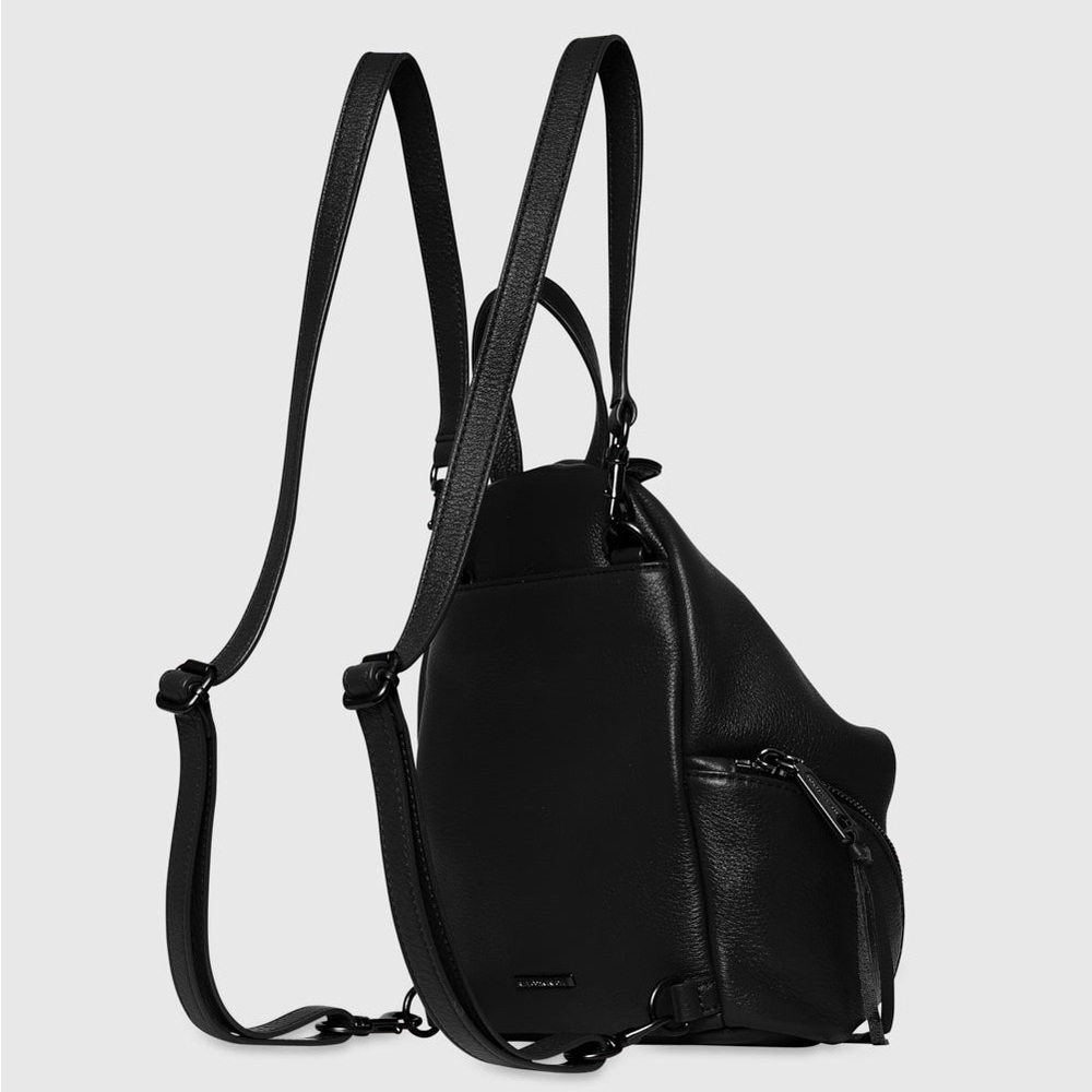 Rebecca Minkoff Black Leather Backpack with Vertical Zipper - Picture 4 of 12